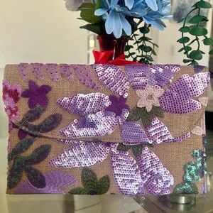Elegant Purple Sequin Clutch